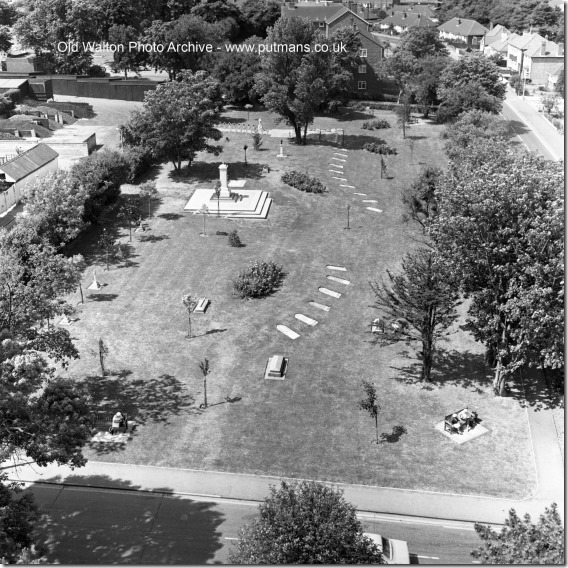 2685 Memorial garden from church tower  1-7-1976
